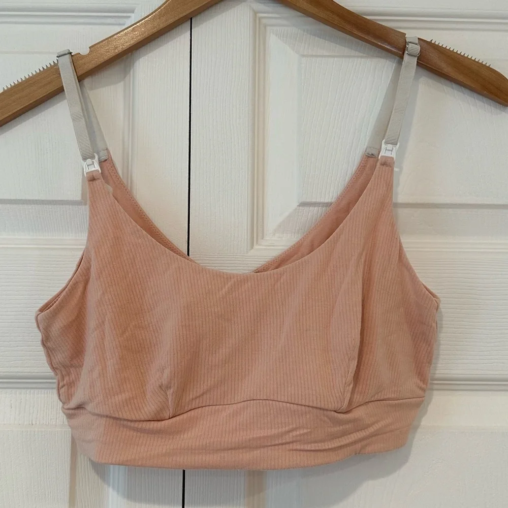 Women's Pink Ribbed Bralette - Picture 1 of 10